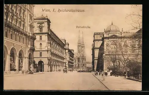 AK Wien, Reichsratstrasse mit Votivkirche