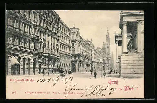 AK Wien, Partie in der Reichsrathsstrasse mit Blick zur Kirche