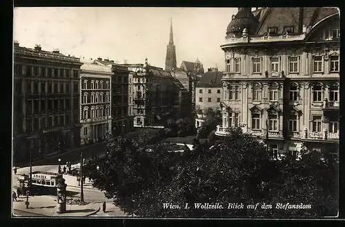 AK Wien, Partie an der Wollzeile mit Blick auf Stefansdom