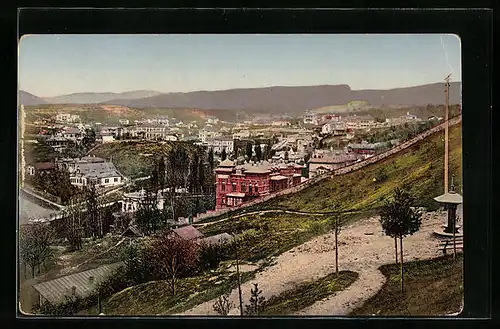 AK Kislowodsk, Ortsansicht von einem Aussichtspunkt aus