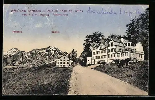 AK St. Anton, Gasthaus-Pension Rössli mit Strasse