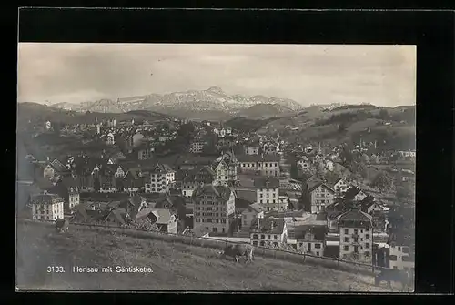 AK Herisau, Ortsansicht mit Säntiskette