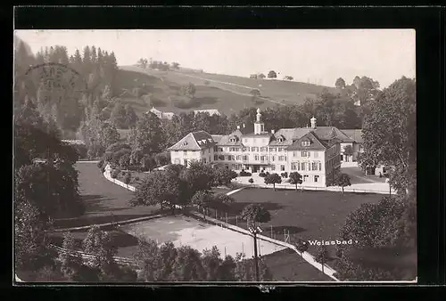 AK Weissbad, Hotel und Kurhaus aus der Vogelschau