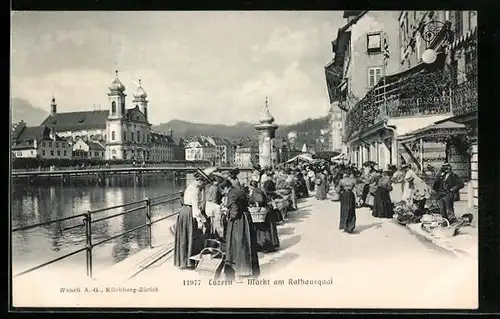 AK Luzern, Markttreiben am Rathausquai