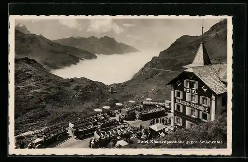 AK Klausenpass, Hotel Klausenpasshöhe gegen Schächental