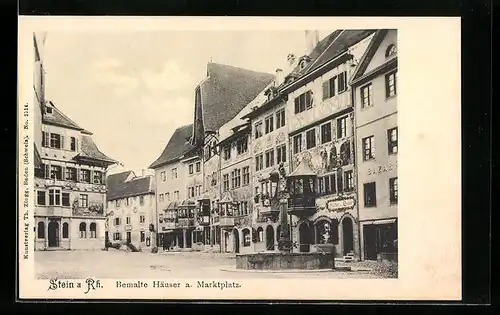 AK Stein a. Rh., Bemalte Häuser am Marktplatz