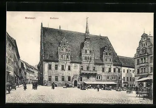 AK Meissen, Marktplatz mit Rathaus
