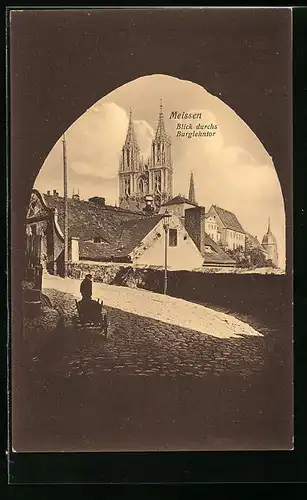 AK Meissen, Blick durch das Burglehntor