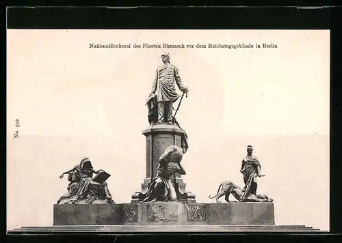 AK Berlin, Nationaldenkmal des Fürsten Bismarck vor dem Reichstagsgebäude