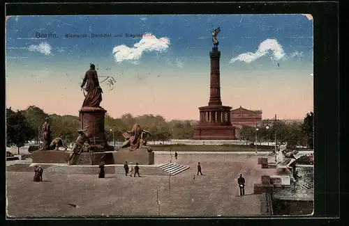 AK Berlin, Bismarck-Denkmal und Siegessäule