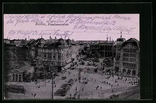 AK Berlin, Potsdamerplatz mit Strassenbahnen