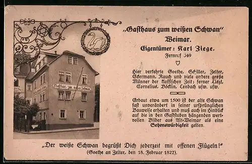 AK Weimar, Gasthaus zum weissen Schwan