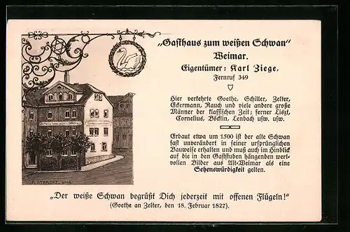 AK Weimar, Gasthaus zum weissen Schwan