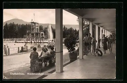 AK Grossschönau, Waldstrandbad mit Badegästen