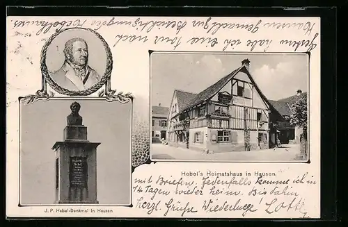AK Hausen, Hebels Heimathaus und das Hebel-Denkmal