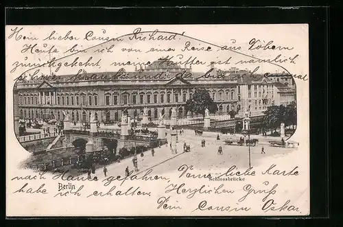 AK Berlin, Schlossbrücke mit Passanten