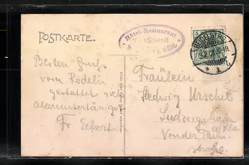 AK Heidelberg, Restaurant Speyers Hof mit Park