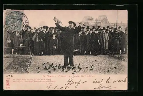 AK Paris, Le Charmeur d`Oiseaux au Jardin des Tuileries