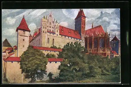 Künstler-AK Marienburg, Totalansicht der Marienburg