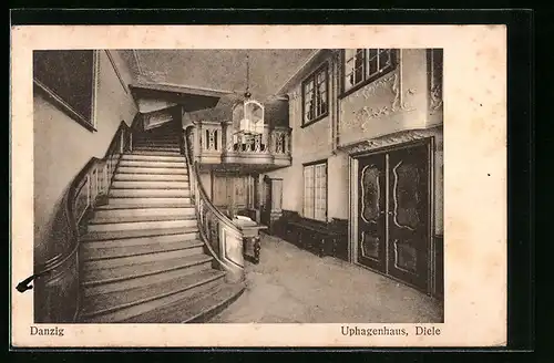 AK Danzig, Uphagenhaus, Blick in die Diele
