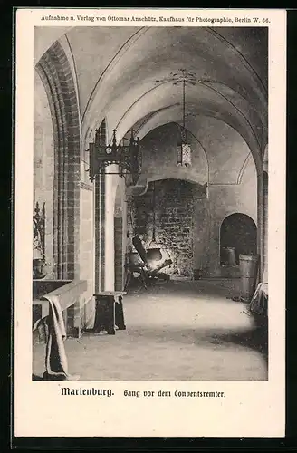 AK Marienburg / Malbork, Hochschloss, Gang vor dem Conventsremter