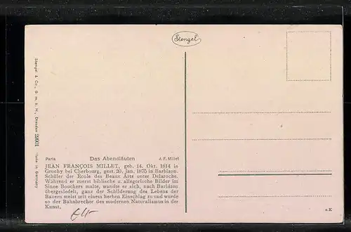 Künstler-AK Stengel & Co. Nr. 29901: Das Abendläuten von Jean Francois Millet