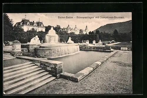 AK Baden-Baden, Gönneranlagen mit Josephinen-Brunnen