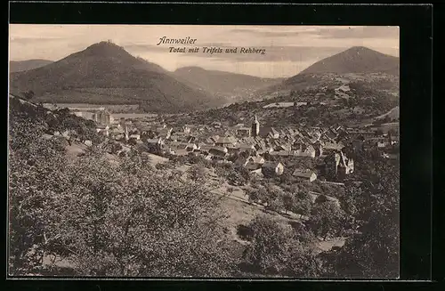 AK Annweiler, Totalansicht mit Trifels und rehberg