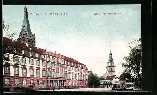 AK Erbach i. O., Schloss mit Marktplatz