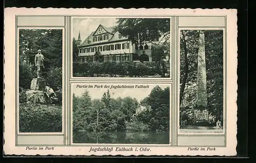 AK Eulbach i. Odw., Partie im Park des Jagdschlosses Eulbach