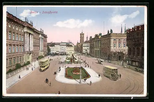 AK Berlin, Schlossplatz mit Bus