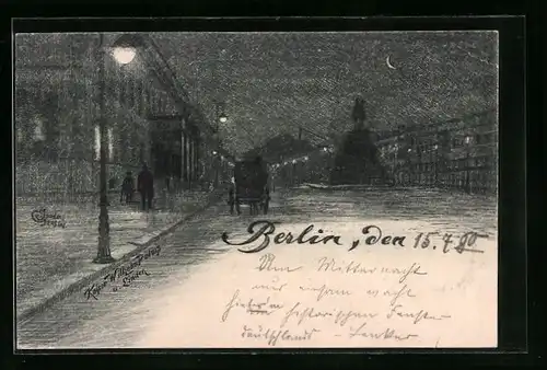 AK Berlin, Kaiser Wilhelm Palais, Unter den Linden bei Nacht