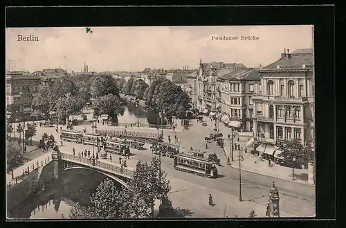 AK Berlin, Strassenbahnverkehr auf der Potsdamer Brücke