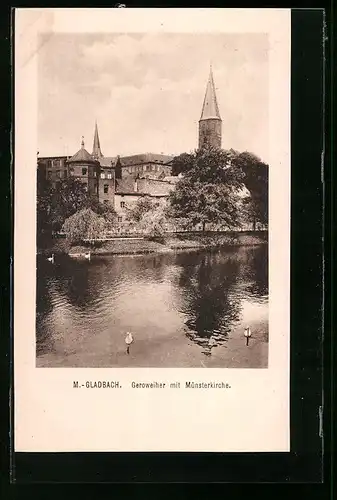 AK Mönchengladbach, Geroweiher mit Münsterkirche