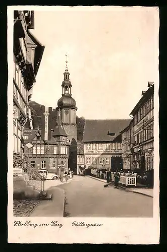 AK Stolberg /Harz, Rittergasse mit Hotel Preussischer Hof