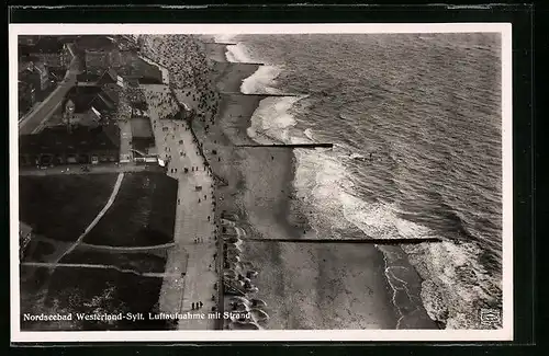 AK Westerland /Sylt, Fliegeraufnahme mit Strand