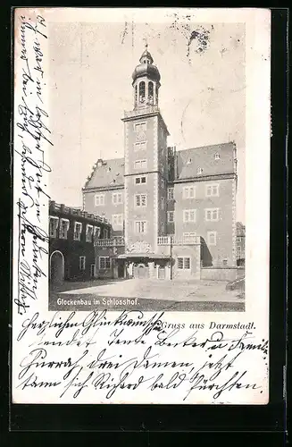 AK Darmstadt, Glockenbau im Schlosshof