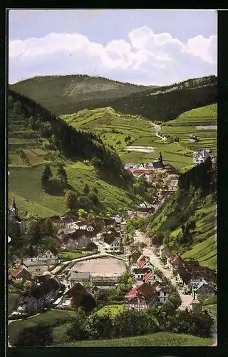 AK Kleinschmalkalden i. Thür., Ortsansicht aus der Vogelschau