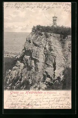 AK Heldrastein im Werrathal, Aussichtsturm auf dem Gipfelplateau