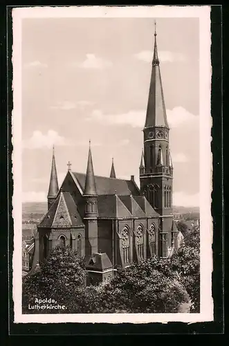 AK Apolda, Lutherkirche im Sonnenschein