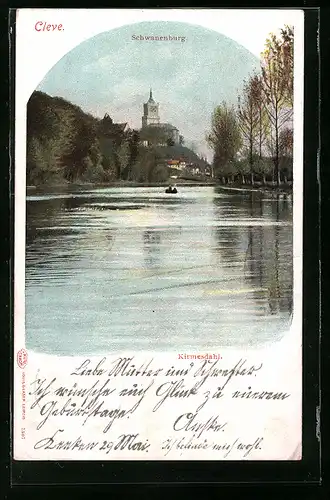 AK Cleve, Schwanenburg von Kirmesdahl gesehen