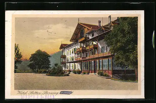 AK Sterzing, Hotel Stätten im Abendlicht