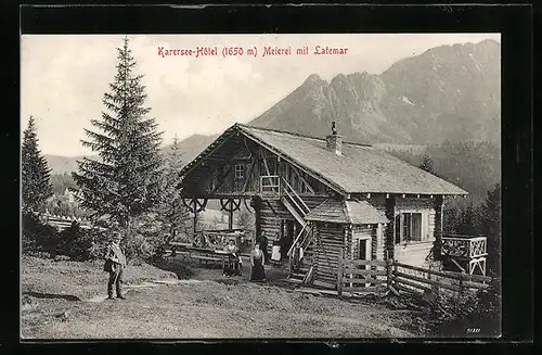 AK Karersee, Hotel Meierei Karersee mit Latemar