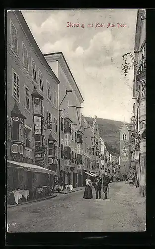 AK Sterzing, Strassenpartie mit Hotel Alte Post