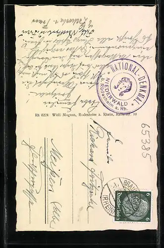 AK Rüdesheim am Rhein, Niederwalddenkmal