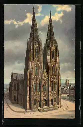 Künstler-AK Köln, Der Dom, Westseite