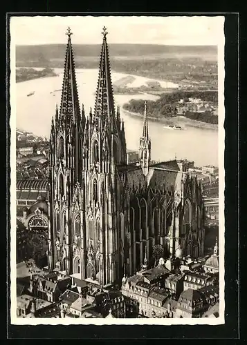 AK Köln, Fliegeraufnahme des Kölner Doms