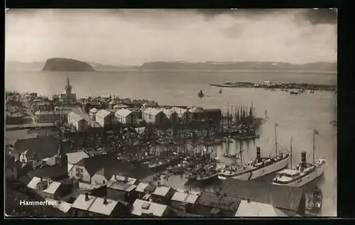 AK Hammerfest, Hafen mit Kirche