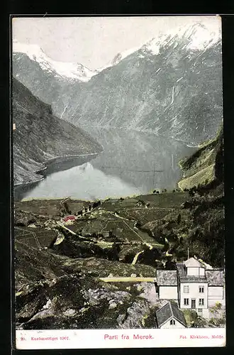 AK Merok, Fjord aus der Vogelschau