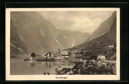AK Gudvangen, Blick auf den Küstenort